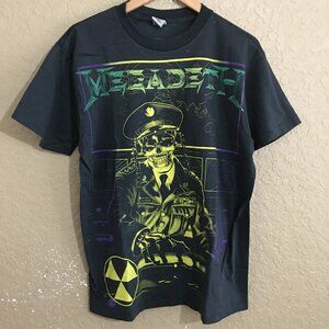 Megadeth World Tour Monterrey Mexico T-Shirt Large Faded Black All Over Print